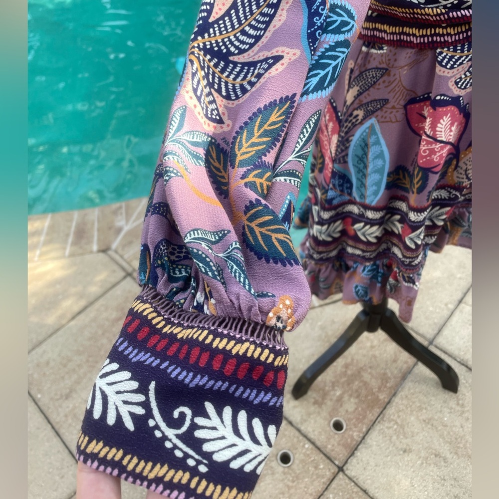 Farm Rio Lavender Wild Nights Long Sleeve Dress - Picture 4 of 11